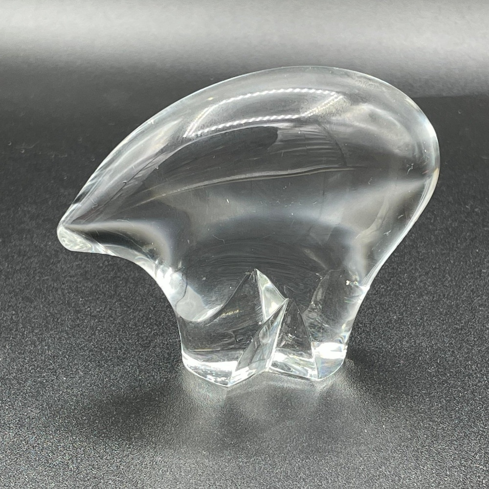 SPODE Clear Glass Crystal Signed Polar Bear Paperweight Figurine Decoration